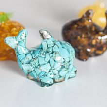 跨境天然水晶滴胶碎石可爱海豚树脂工艺品 家居桌面装饰摆件批发