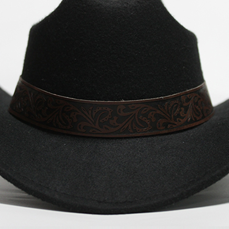 Nuevo sombrero Pu Correa remachada sombrero con sombrero vaquero de piedra elástica sombrero de fieltro cinturón de tejido modelo Pu sombrero con accesorios
