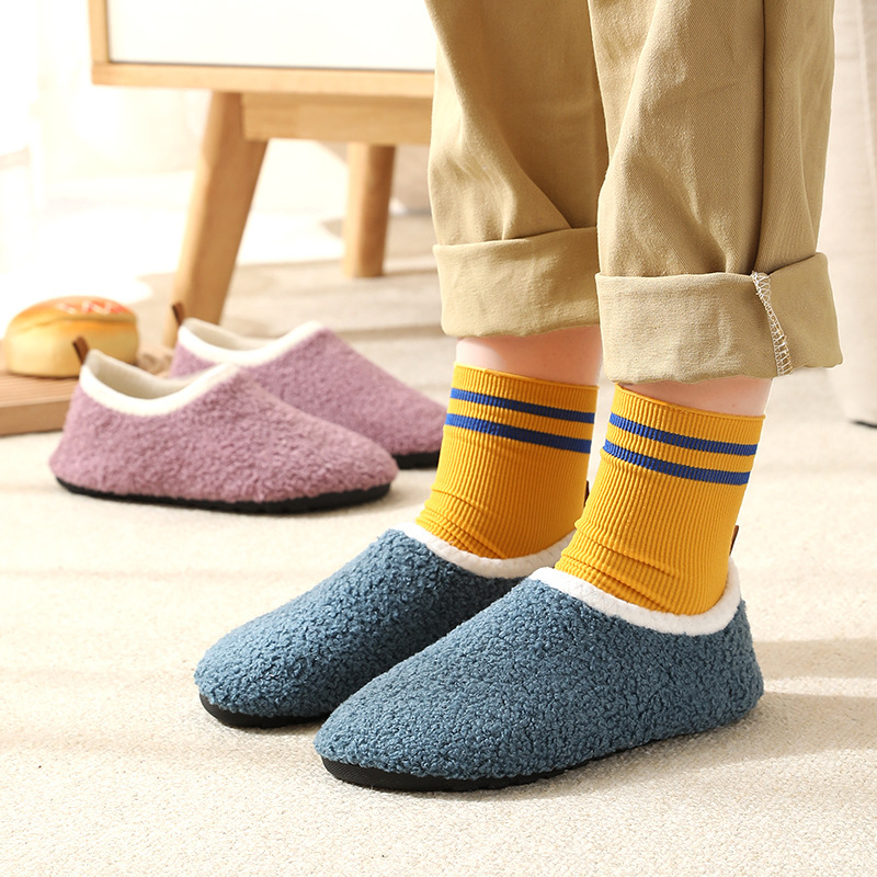 Baby Fleece-Lined Floor Shoes, Children's Slippers for Autumn and Winter, Indoor Closed-Back Non-Slip Sock Shoes, Home Sock Covers for Infants and Toddlers