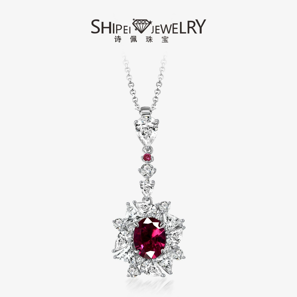 Shipe Jewellery 2025 новый s925 серебро 2 карата яйцо 7*9 красный/синий/зеленый кулон светло-роскошное ожерелье 4