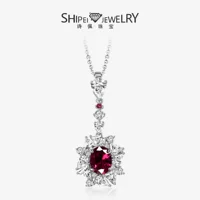Shipe Jewellery 2025 новый s925 серебро 2 карата яйцо 7*9 красный/синий/зеленый кулон светло-роскошное ожерелье 4