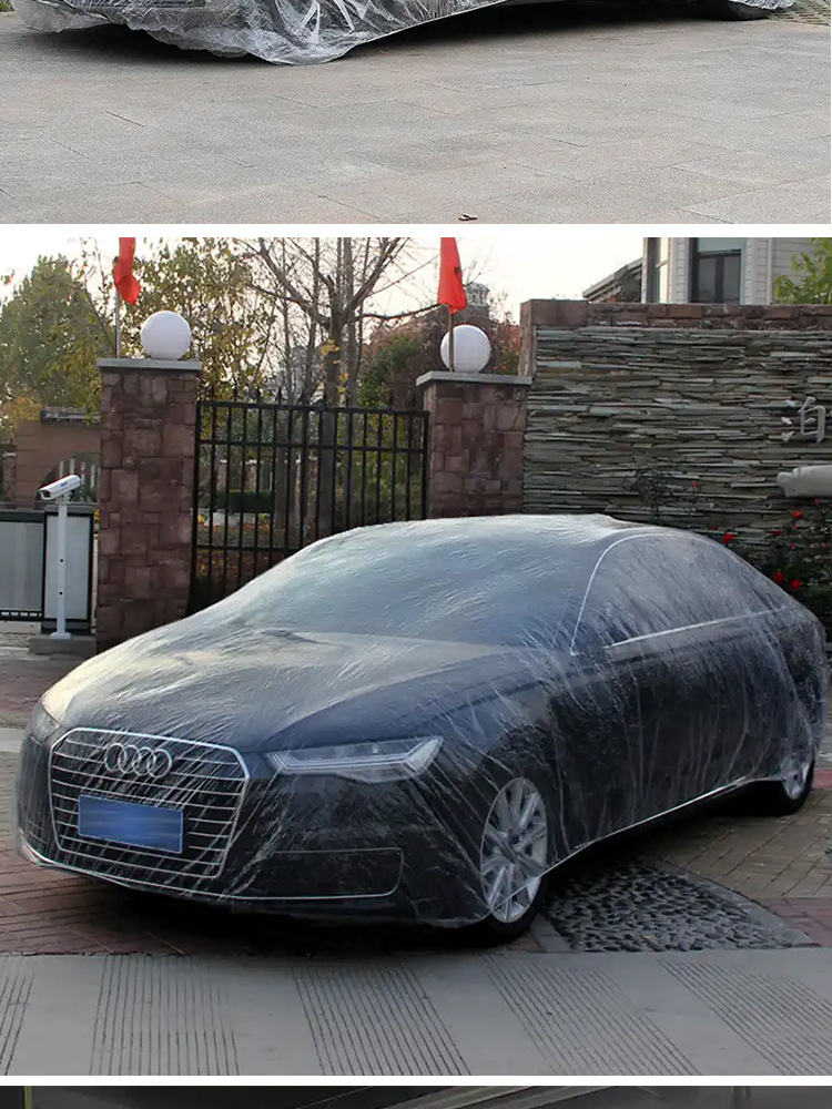Disposable Car Cover Car Rain Cover Thickened Transparent Plastic Film Car Repair and Maintenance Protective Cover Wholesale