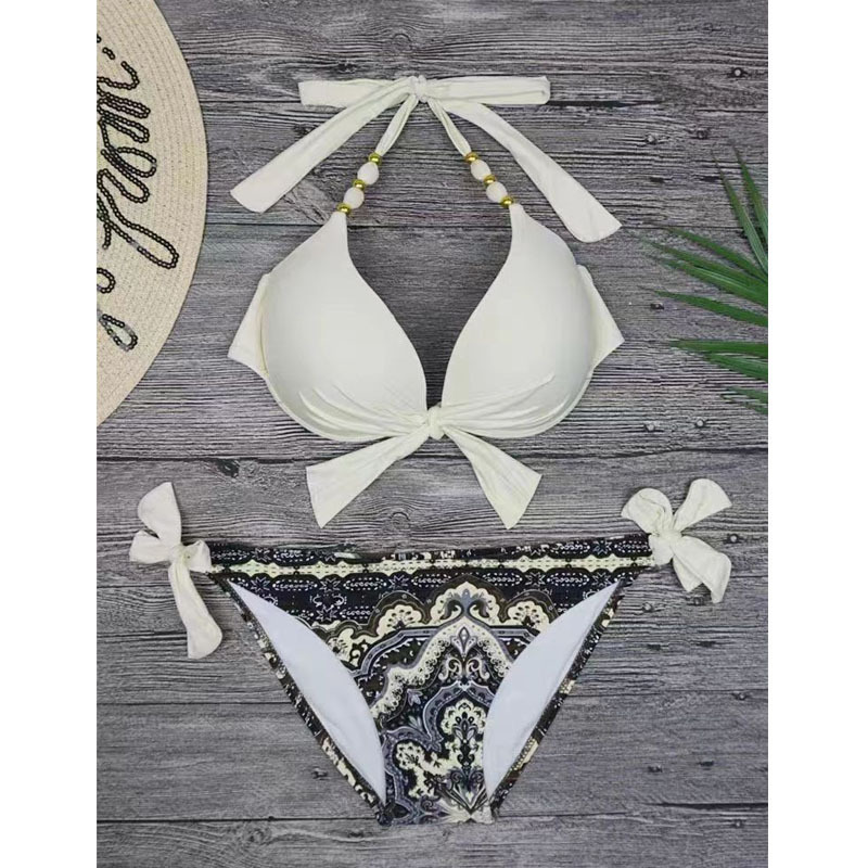 210g Weight Sexy Feel Of Sensation Low Waist Panties Waist Bikini Panties Style Bra&Panty Set Bra Category Women's Ditsy Floral Solid Color Bow Knot 2 Pieces Set Bikinis Swimwear