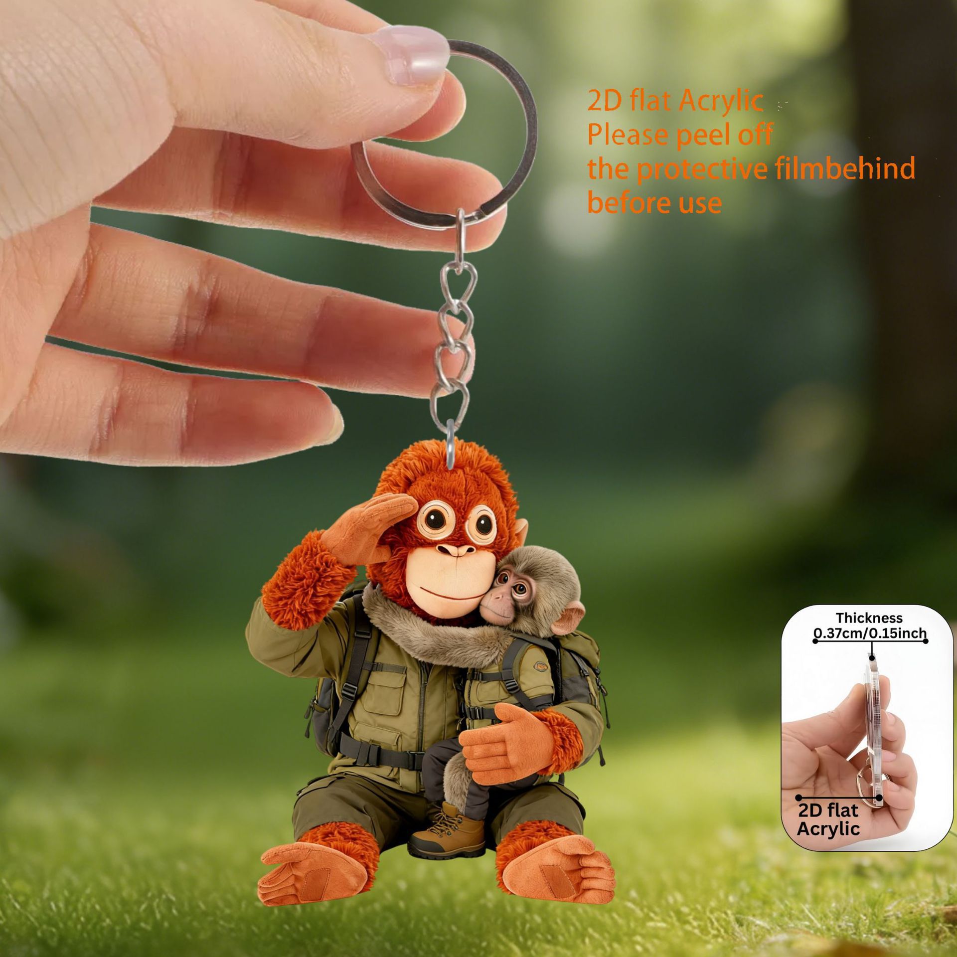 Etiquetado transfronterizo acrílico plano 2D Protect Punch The Monkey Orangutan Doll