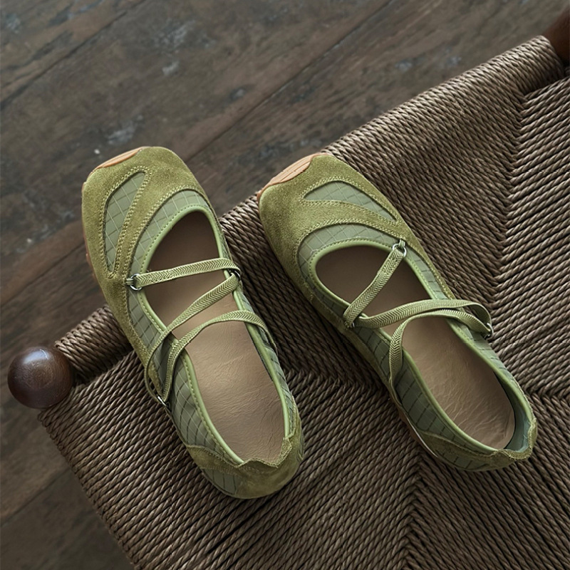 Sikoers Cowhide Ballet Shoes 2026 Cross-Strap Mary Jane Shoes Square Toe Genuine Leather Shallow Mouth Soft Sole Sikoers Cowhide Ballet Shoes 2026 Cross-Strap Mary Jane Shoes Square Toe Genuine Leather Shallow Mouth Soft Sole