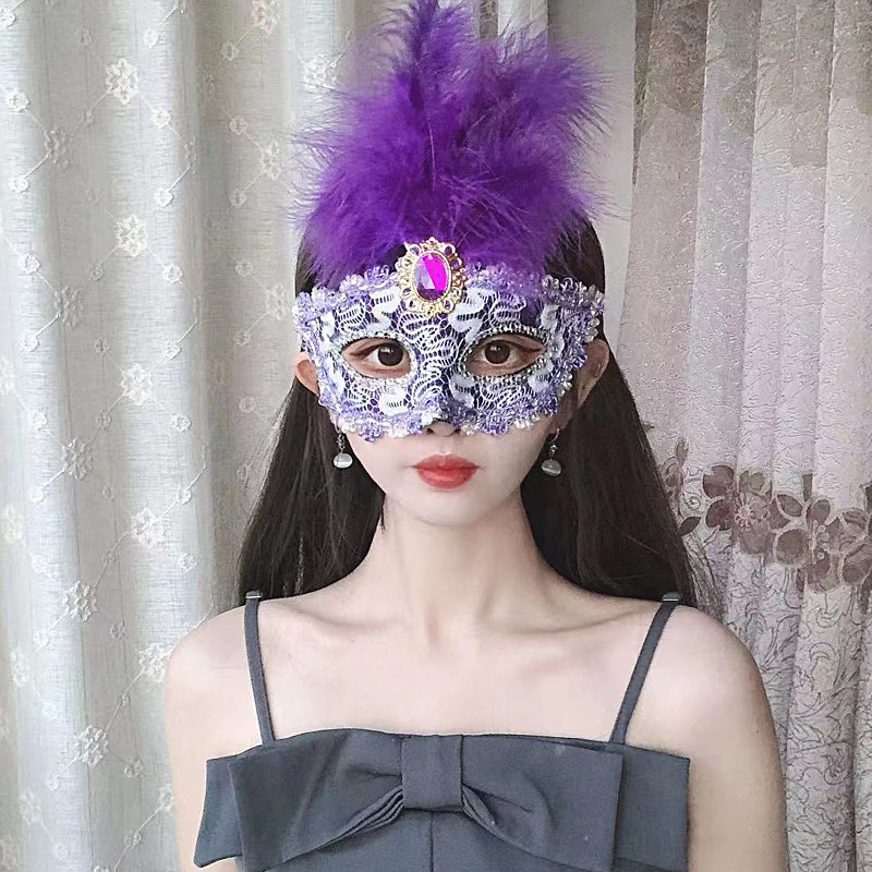 Princesa de media cara Máscara de plumas de estilo antiguo Masquerade Show Fotografía COS Artículos sexuales Suministros de Halloween