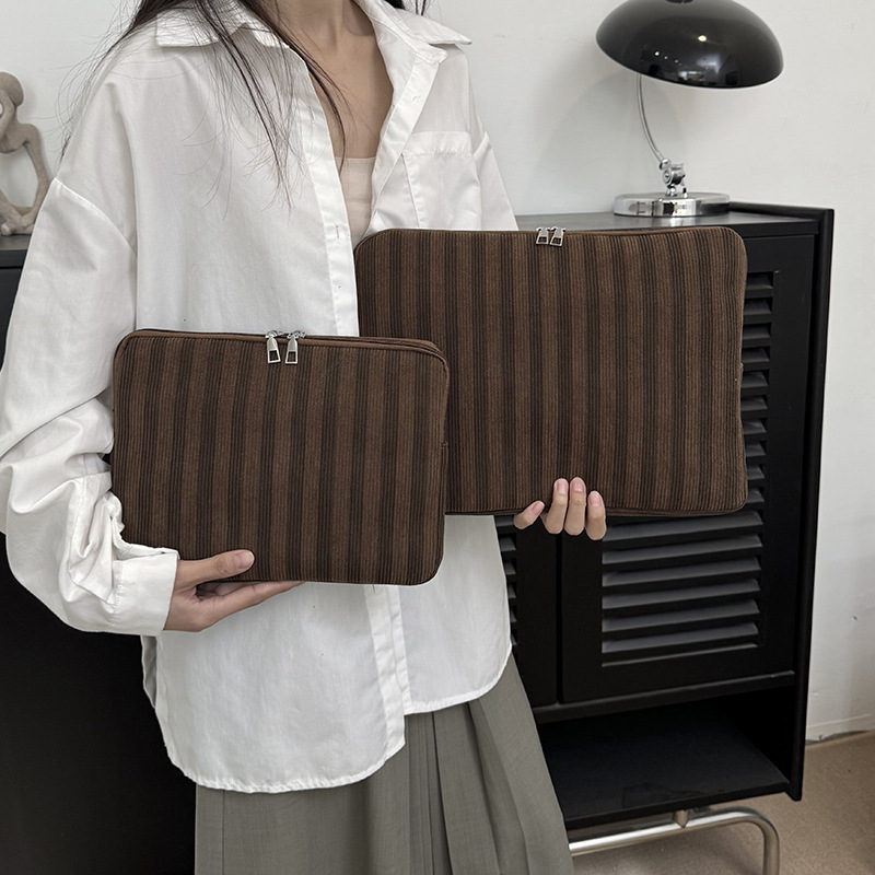 Foreign Trade Corduroy Computer Liner Bag Multi-Layer Tablet Notebook Protective Cover Fashionable Simple High-Value Storage Bag Foreign Trade Corduroy Computer Liner Bag Multi-Layer Tablet Notebook Protective Cover Fashionable Simple High-Value Storage Bag