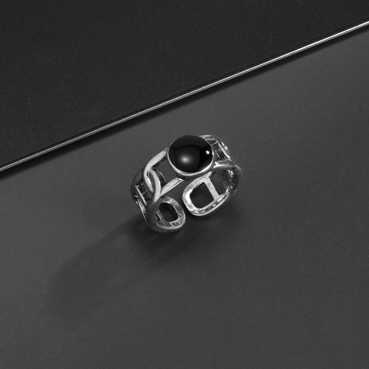 Bague Réglable D'ouverture D'huile De Goutte Noire Personnalité De La Mode Tendance Niche Bague De Conception Bague D'index display picture 10