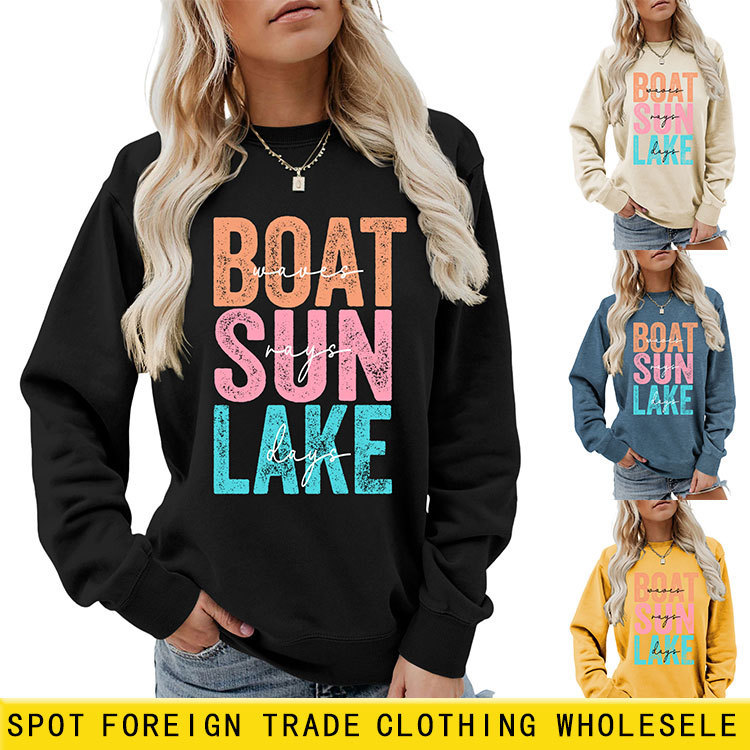 Amazon independent station fashion boat sun lake waves autumn and winter fashion new sweater women's all-match