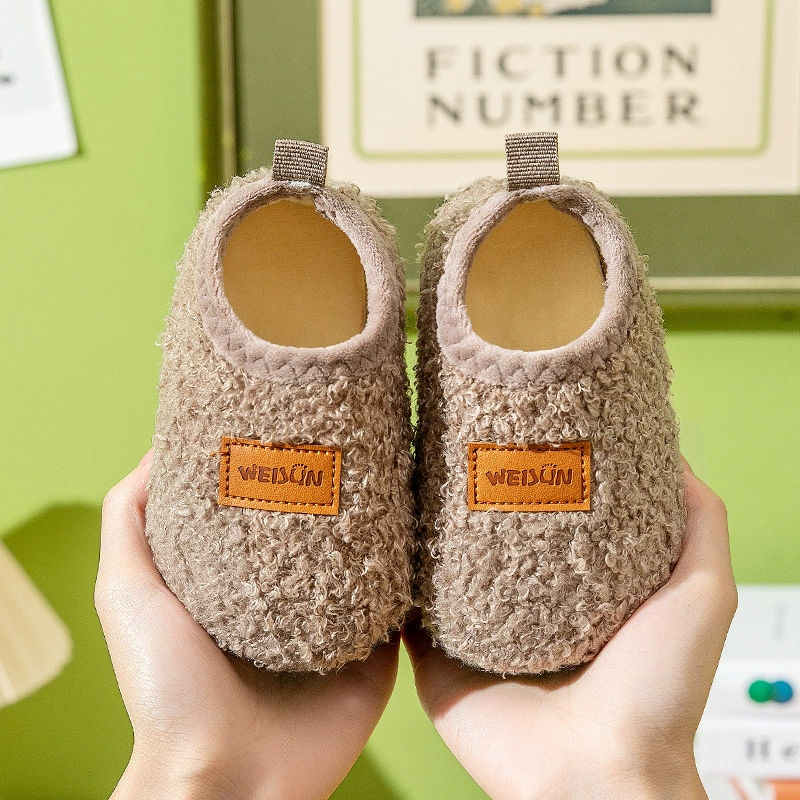 Детская хлопковая обувь, осенне-зимняя детская домашняя обувь для мальчиков и девочек, домашняя Нескользящая сумка на мягкой подошве 2-5, обувь из хлопка Mao на каблуке