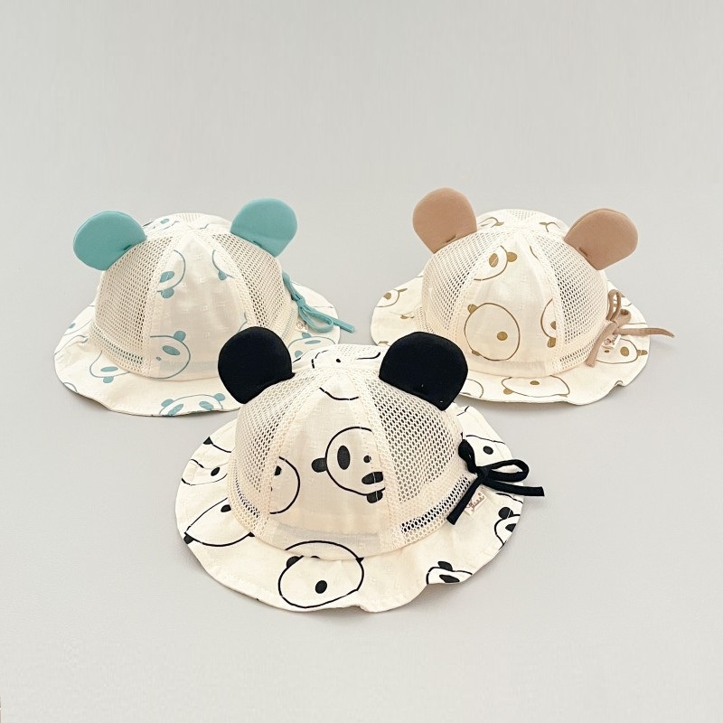 Sombrero de bebé sombrero de verano transpirable sombrero de pescador de niño lindo panda sombrero de bebé sombrero de sol delgado sombrero de sol de niña