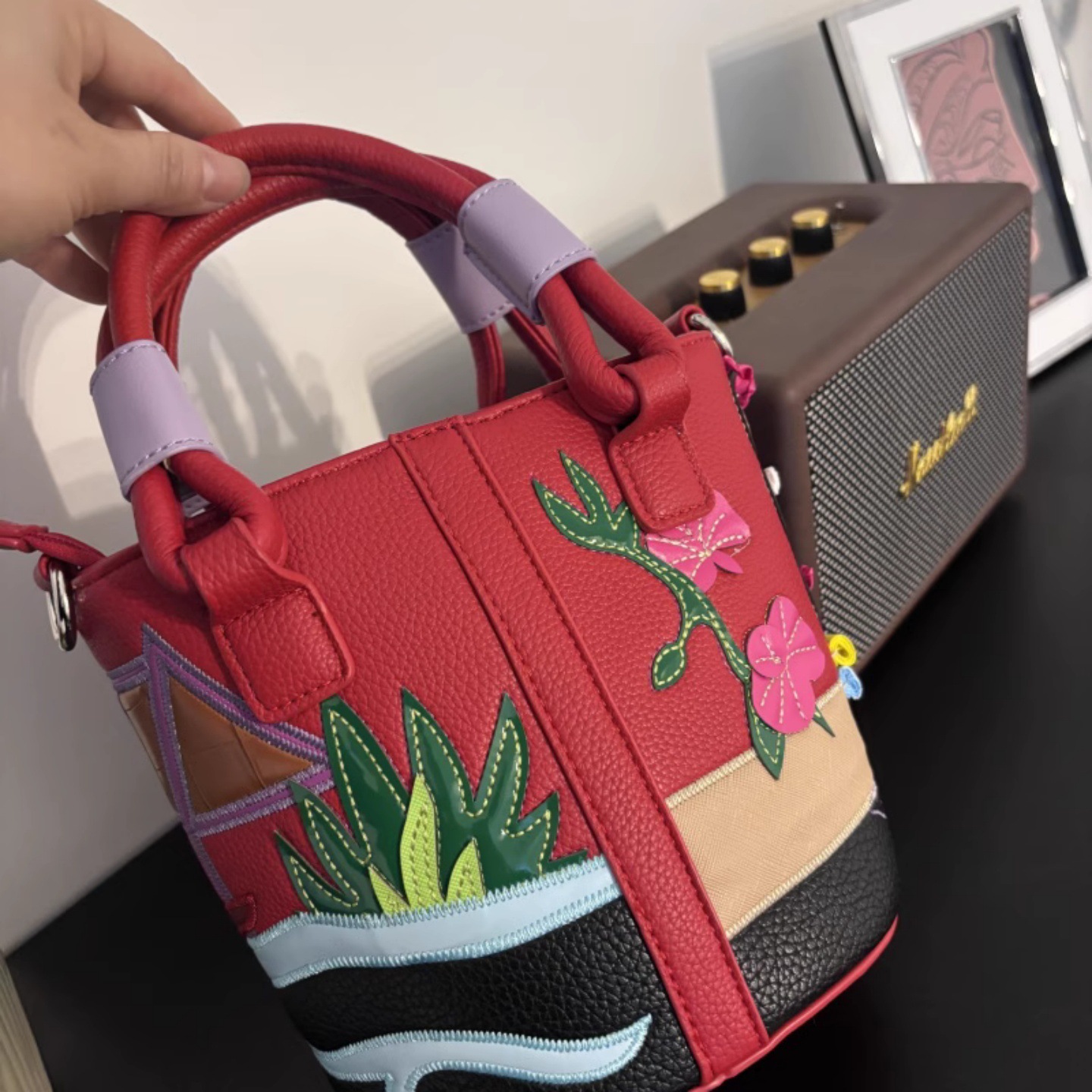 Borsa a secchiello ricamata borsa a tracolla donna alla moda_voghion.com