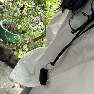 Fashion OL All-match Hanging Neck sweater Chain Simple Solid Color Access Card Holder in stock Genuine Leather Mini Key Bag
