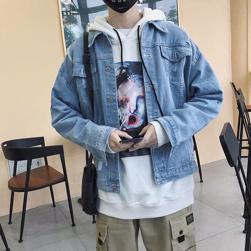 Demi-season denim men's jacket