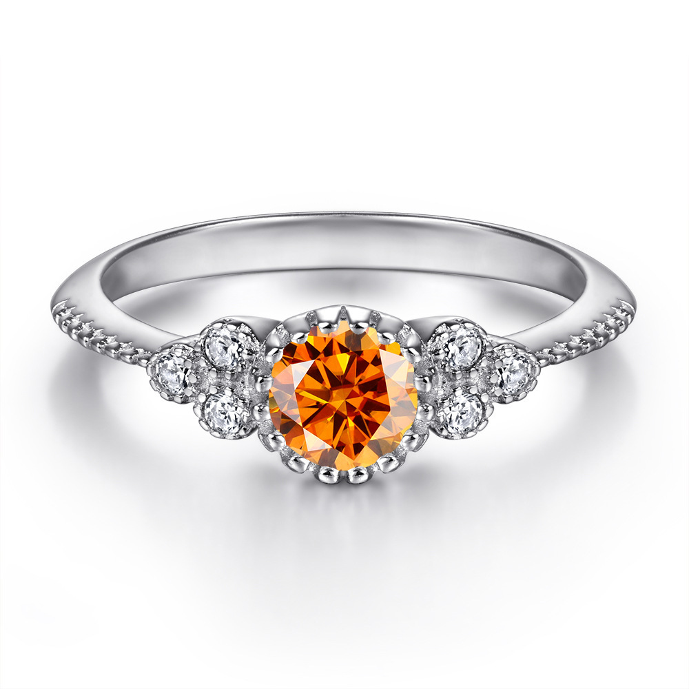 Anillo de plata esterlina s925 in color moissanita índice anillo de mujer amazon 0.5 quilates anillo de diamantes fabricantes al por mayor