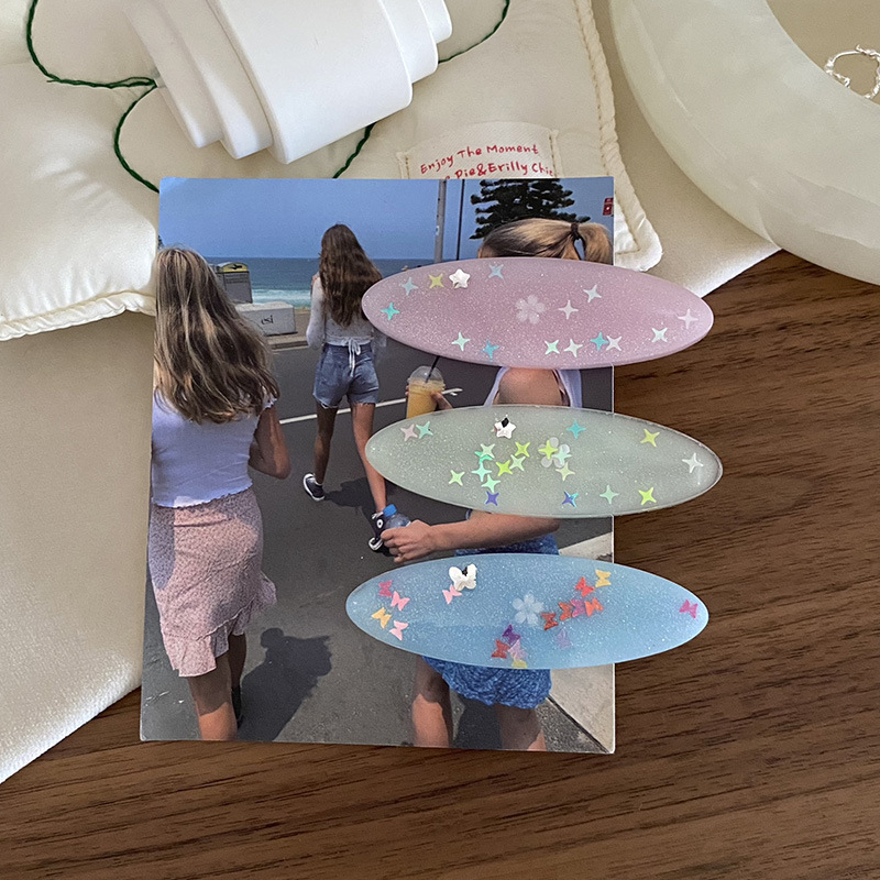 Millennium Spice Girl ~ Pince à cheveux Color Star Y2K Dopamine Broken Hair Bangs Clip Vigor Girl Sweet Side Clip_voghion.com