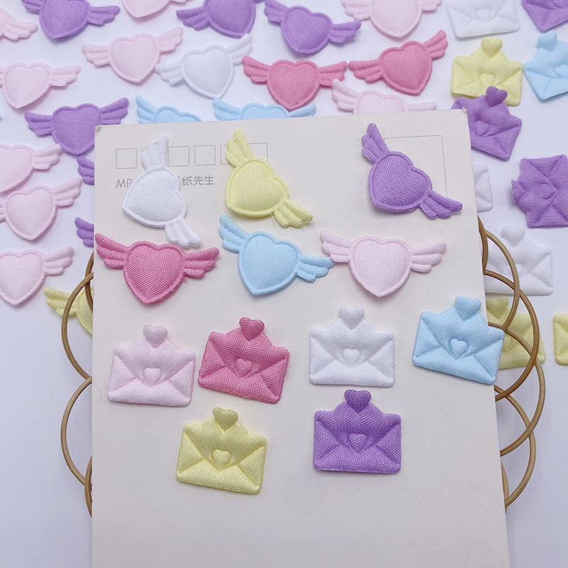 Love Wings small size Fabric Accessories DIY Hairpin Headwear Bar Holder Mobile Phone Case Shoe Buckle Envelope Decoration Accessories