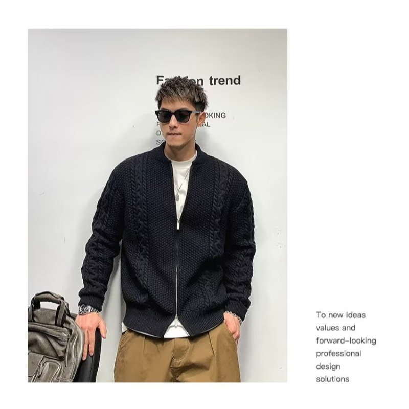 Men's solid color demi-season cardigan