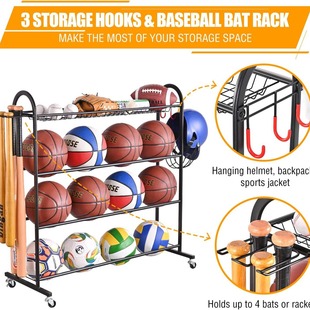 Metal cross-border detachable ball rack with wheels simple multi-layer basketball storage rack floor iron ball storage rack