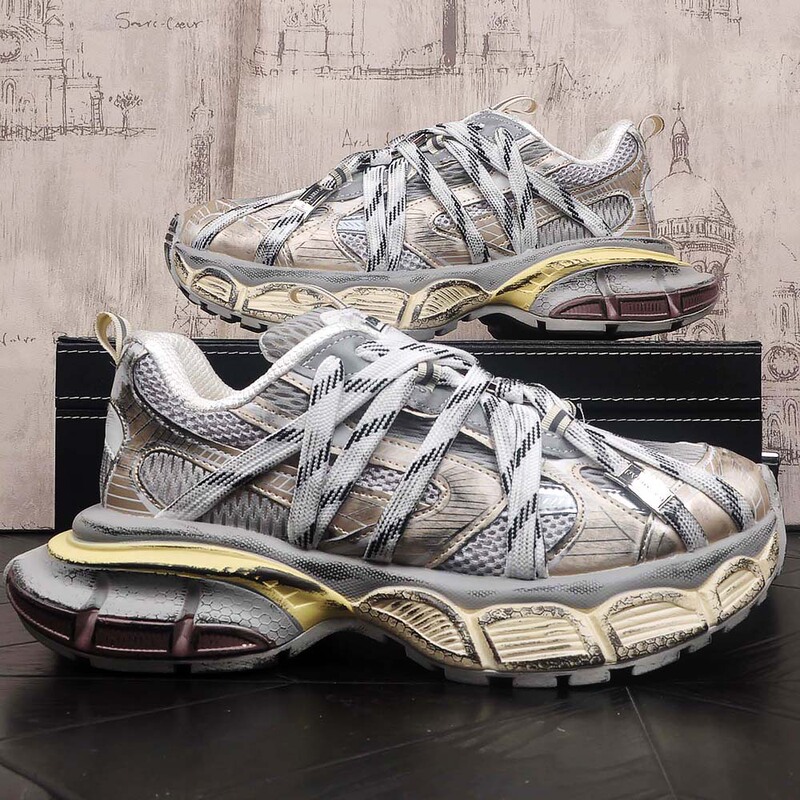 Men's niche cross-strap vintage-style mesh shoes, new trendy brand, stylish and versatile, youth sports dad shoes for men