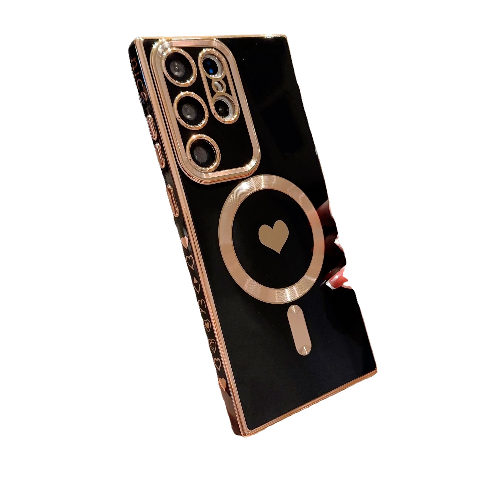 Suitable For Samsung S25U Brushed Magnetic Electroplated Side Solid Heart S24U Wireless Charging Eye Protection Phone_voghion.com