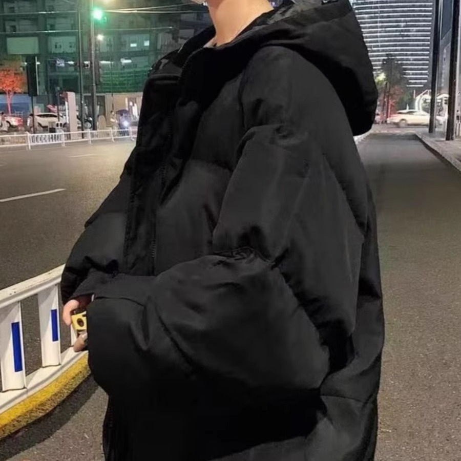 Autumn/Winter Solid Color Functional Hooded Oversized Versatile Puffer Jacket Coat Unisex Trendy Cotton-padded Jacket