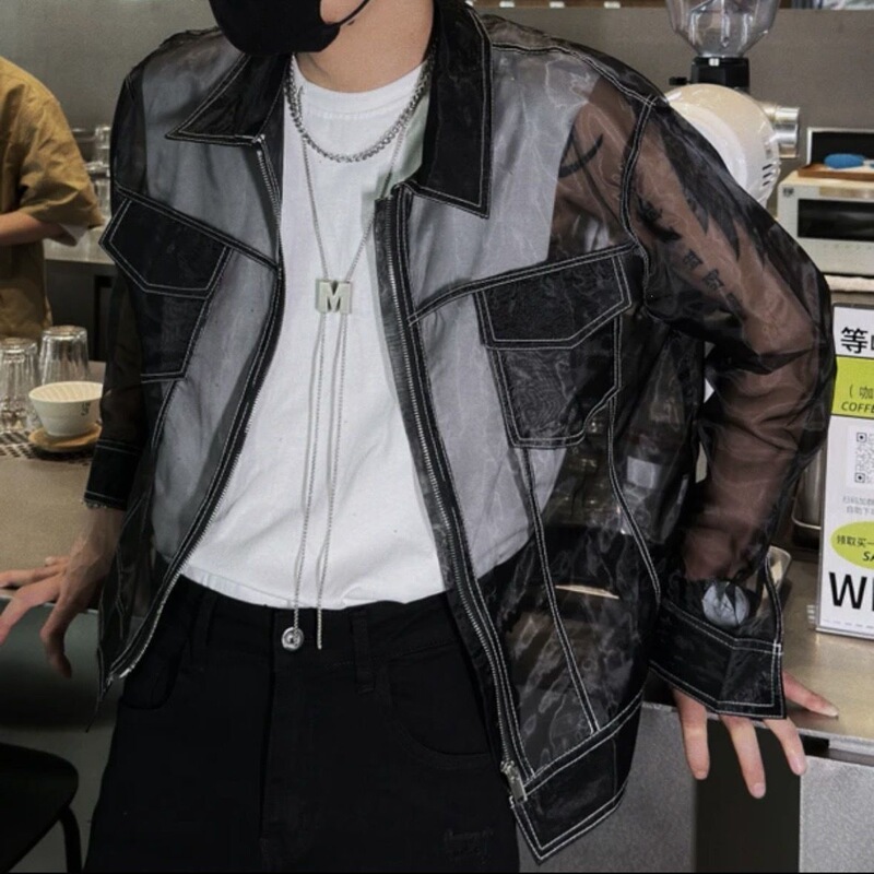 Sun Protection Jacket for Men 2026 Summer High-Quality Designer Style Visible-Stitch Jacket Semi-Transparent Thin Sun Protection Jacket