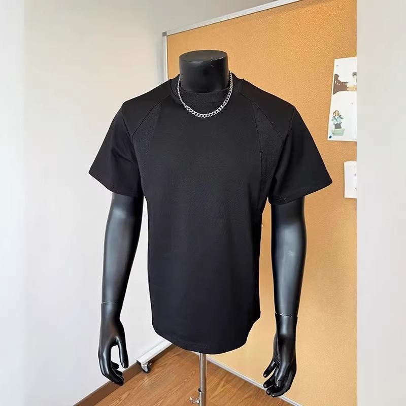 Men's Premium Heavyweight T-Shirt – Structured Shoulder Retro Design With Ribbed Neckline & Breathable Polyester_voghion.com