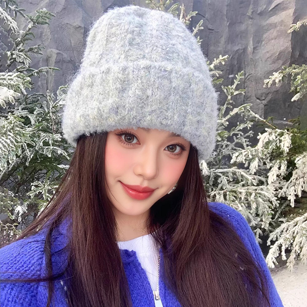 自带“氛围感”的雪花点点针织帽子女冬季高级感百搭保暖毛线帽潮