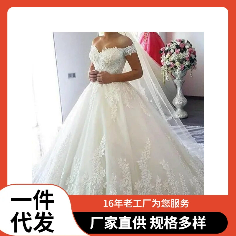 2025 экспортное белое элегантное длинное свадебное платье с тяжелой кружевной аппликацией, без рукавов, топ-труба, свадебное платье больших размеров