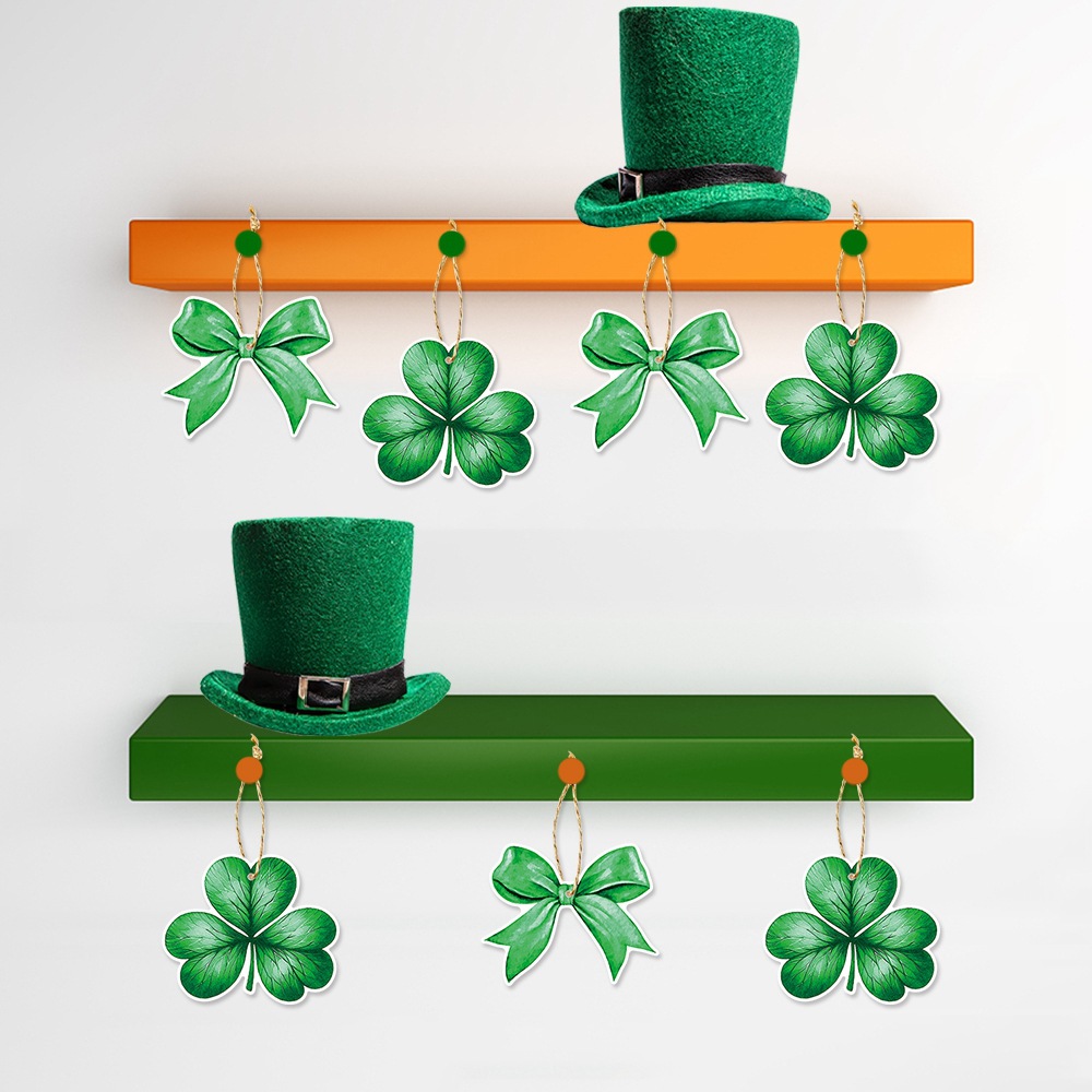 Día de San Patricio transfronterizo trébol arco colgante etiqueta de regalo de vacaciones irlandesas colgante