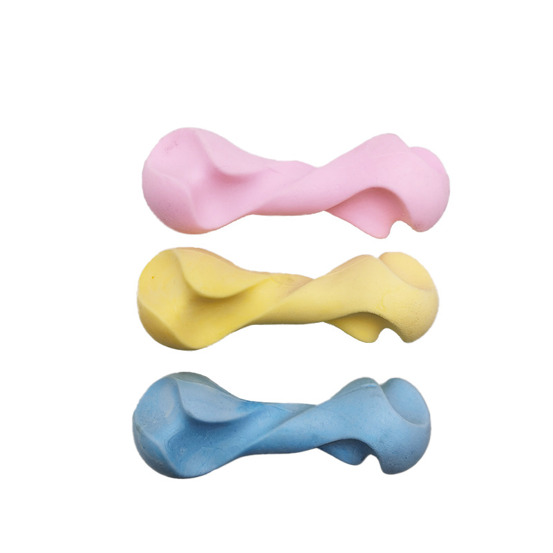Nuevo macaron TPR espuma leche sabor hueso perro juguete nudo dientes moler palo juguete para mascotas color caramelo