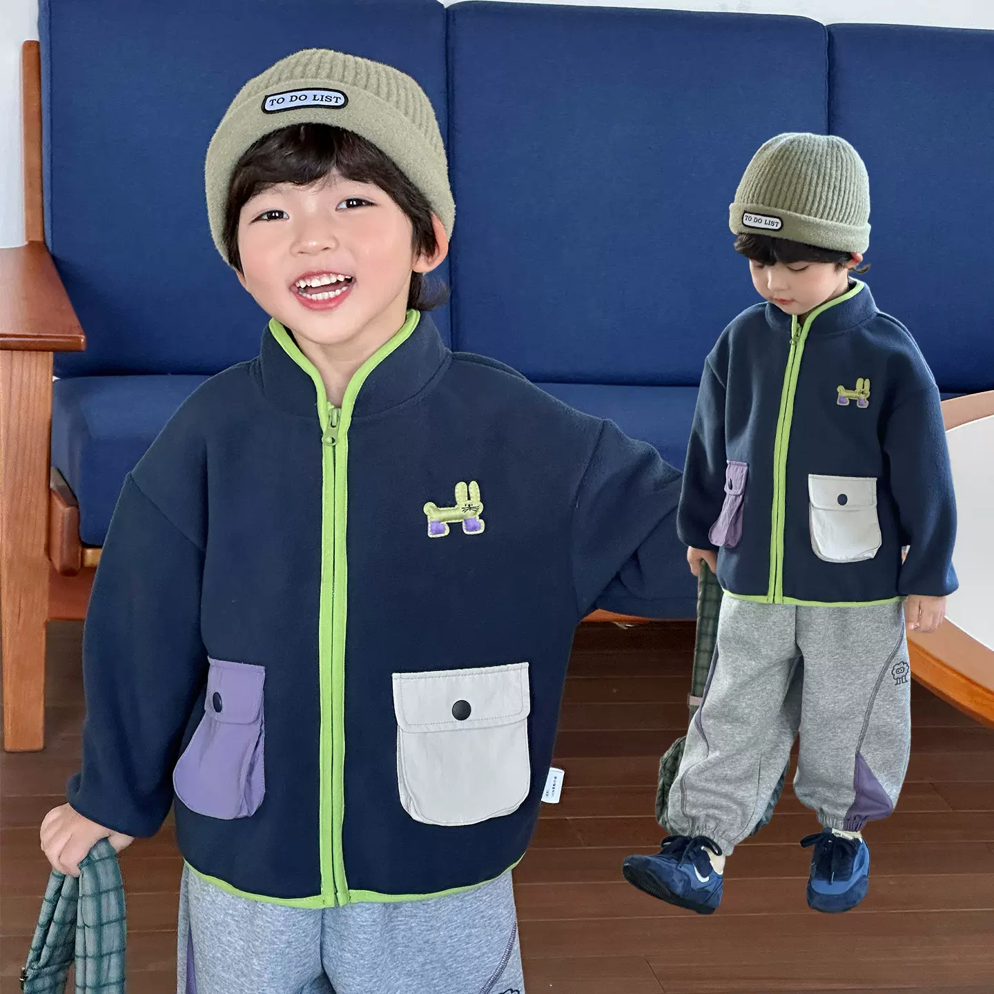 男童摇粒绒外套春秋款儿童秋装上衣男宝宝秋衣服保暖抓绒衣早秋