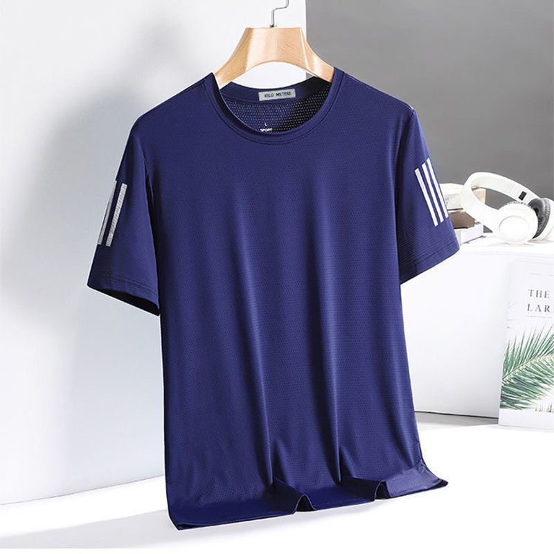 [Three-bar mesh T] Navy blue