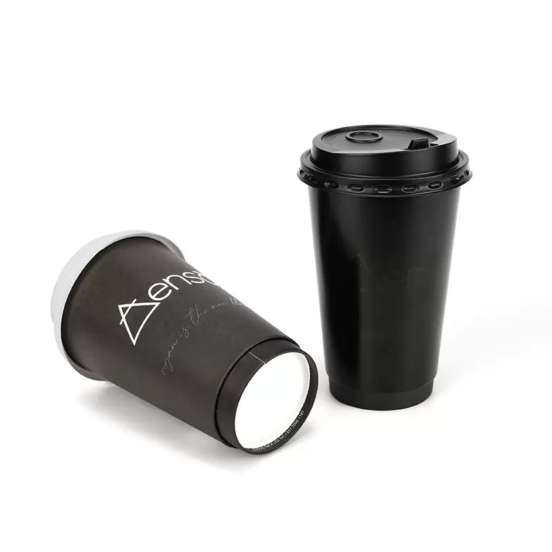 源头厂家直销一次性纸杯奶茶杯咖啡杯热饮杯中空杯加厚可定制logo