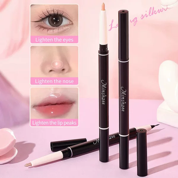 Ming Xizhi Dual-Headed Under-Eye Highlighter Pen, 2-in-1 Highlighter and Shadow Eyeliner for Beginners, Natural Lower-Lid Highlighter Pen