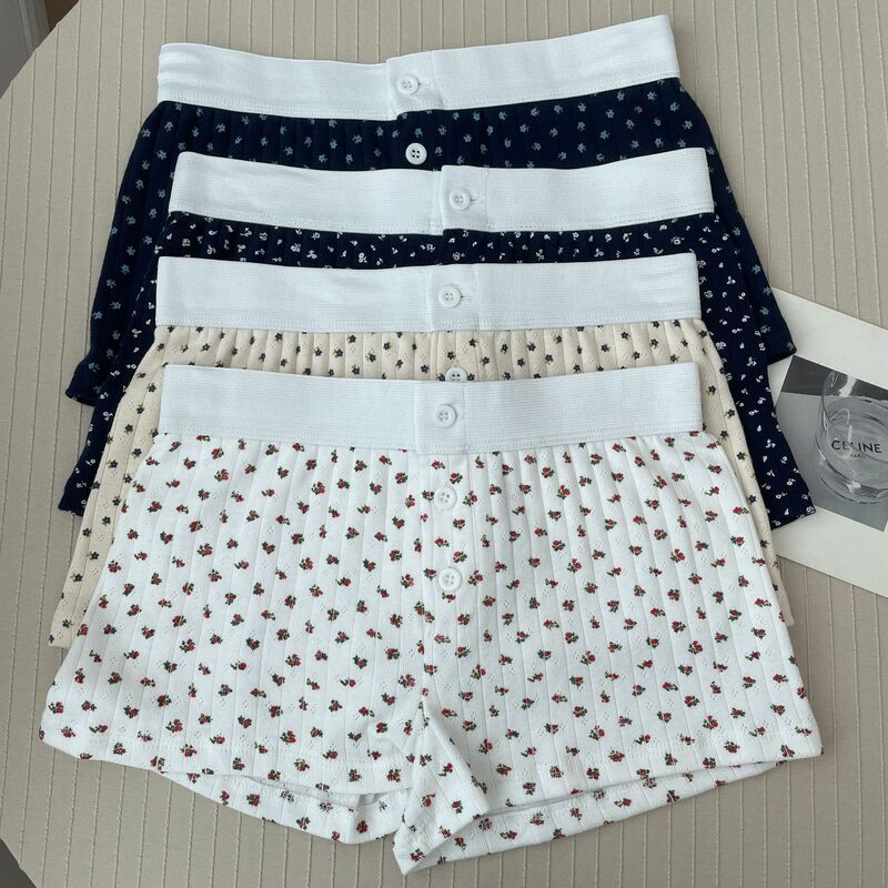 Bm American Elastic Waist Three-Quarter Pants Button Shorts Women's Summer New Tight Hip-Hugging Hot Pants Sexy Home Pants