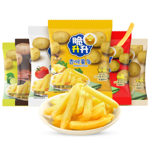 Crispy Rising Crispy French Fries 20g/bag Butter Tomato BBQ Original Puff Snacks Full Box Multiple Flavors Snacks