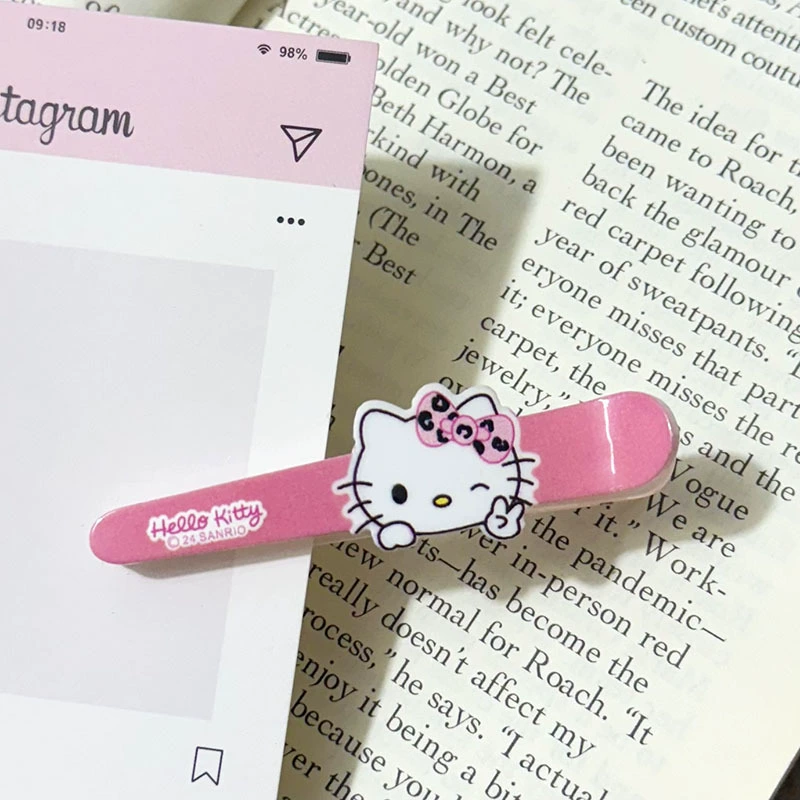 Акриловые заколки Hello Kitty, милые принты (леопард, горох, клетка), лёгкий набор из 6 штук
