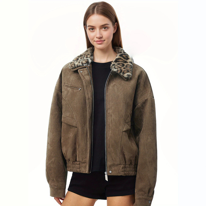 European and American Cross-Border Popular Style Detachable Leopard Print Lapel Jacket for Men and Women, American-Style Couple's Outfit Top