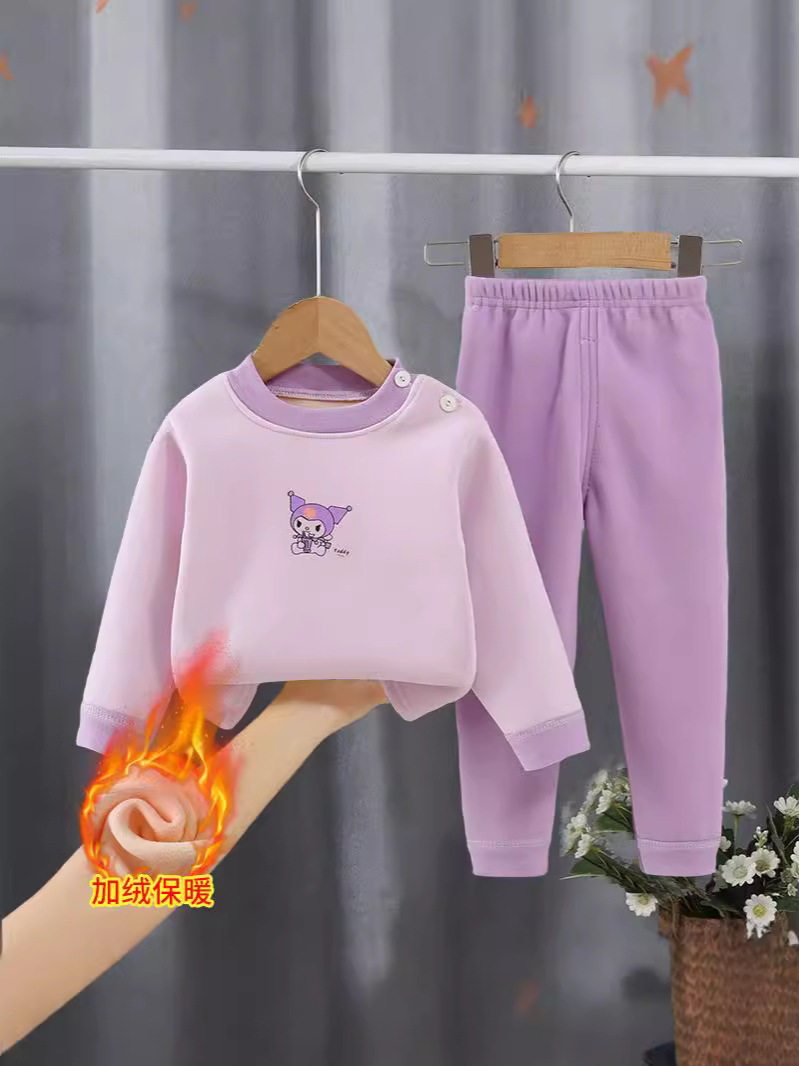 Ropa interior caliente para niños de terciopelo de invierno y otoño más terciopelo engrosado conjunto de niños niñas chaqueta de otoño pantalones de otoño pijamas ropa infantil