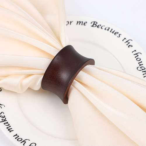 【Same Style Low Price】Wooden Napkin Ring Holder, Simple Creative Fashion Compliant Hotel Western Restaurant Table Setting Napkin Ring Fabric Ring