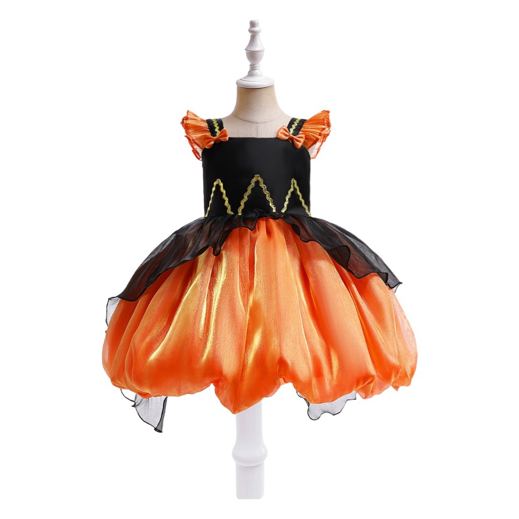 Amazon de Halloween calabaza elfo Cosplay traje del funcionamiento pequeño volando manga mullido vestido de princesa vestido de los niños