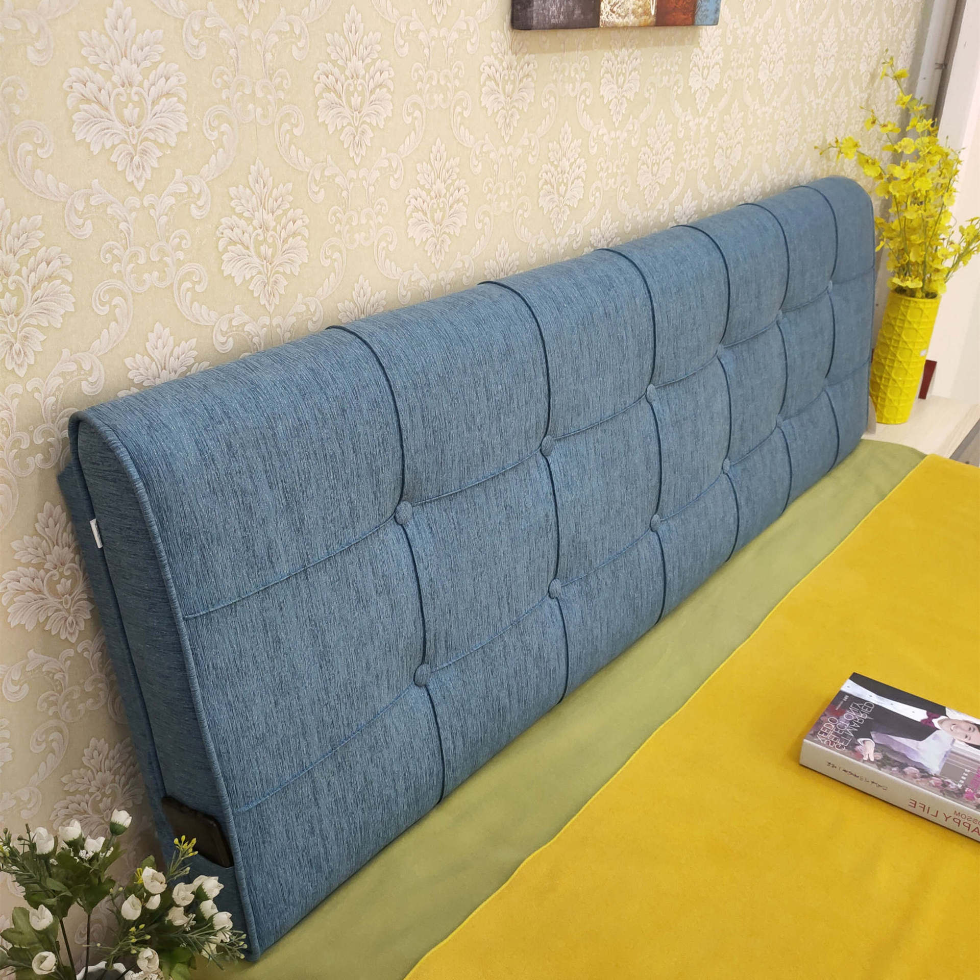 软床头现代新款靠垫双人床榻榻米无板靠枕布艺床头皮床大靠垒德株