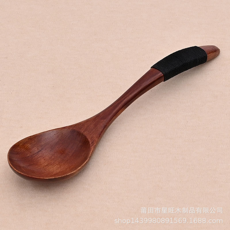 Suministro directo de fábrica hecho a mano cuchara de madera japonesa y coreana cuchara de madera para comer cuchara anti-escaldado en stock al por mayor