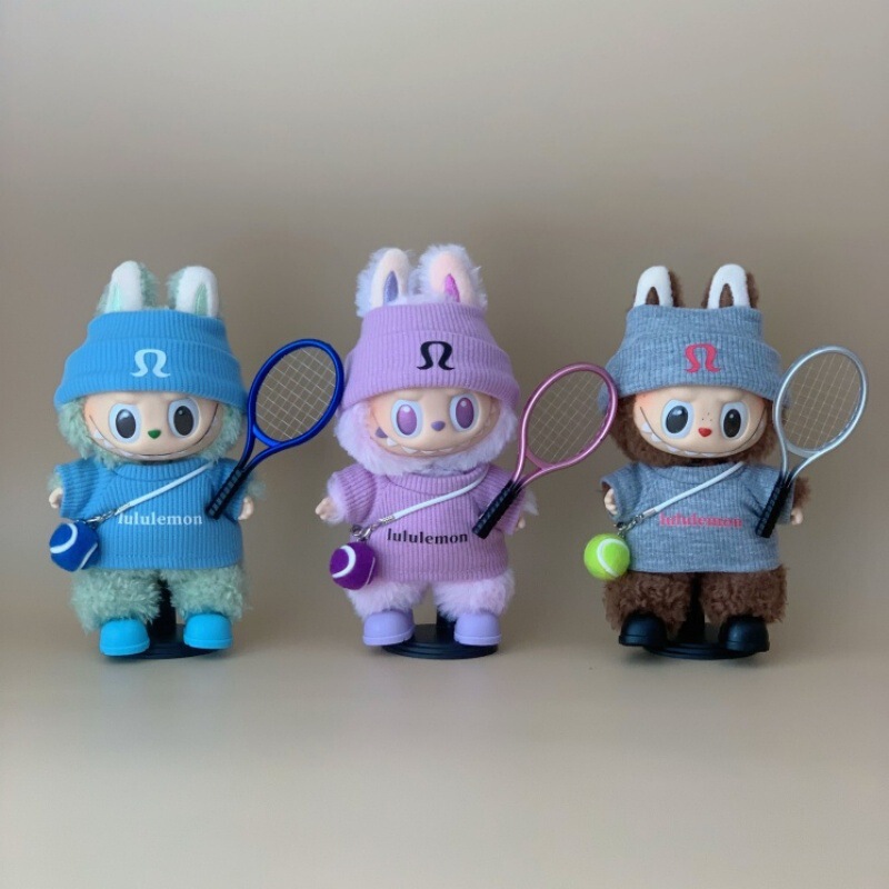 17cm Labubu Baby Clothes Lululemon Sports Style Tennis Suit First, Second and Third Generation Doll Replacement 17cm Labubu Baby Clothes Lululemon Sports Style Tennis Suit First, Second and Third Generation Doll Replacement