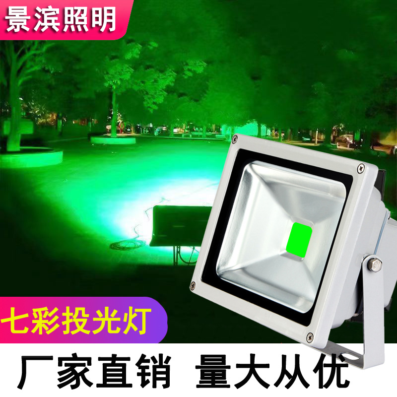 遥控七彩led投光灯红绿蓝rgb照树灯公园庭院户外防水彩色泛光灯