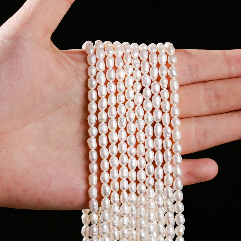 Jingde ジュエリーオーバルルースビーズ diy ジュエリーアクセサリー半完成品卸売ナチュラルホワイト淡水真珠ライスビーズ|undefined