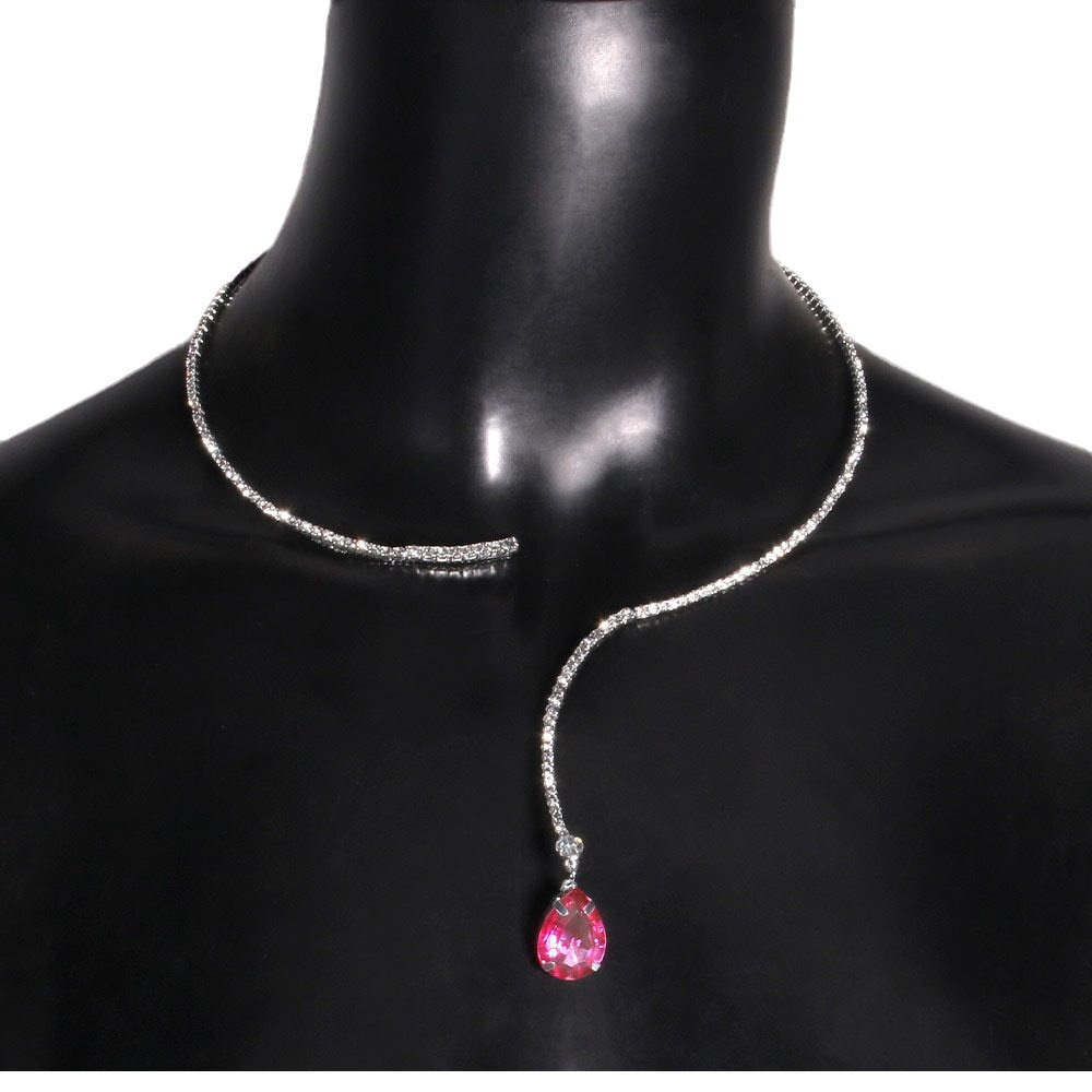 Moda nupcial collar de diamantes de imitación de alta calidad completo diamante gota de agua colgante collar femenino europeo y americano collar de la joyería
