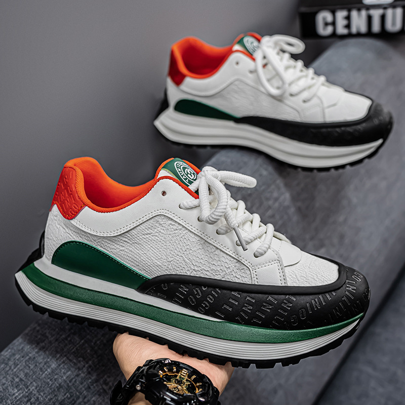 Men's Thick-Soled Low-Top Sports Shoes Casual Versatile Sports Shoes Color-Block Lace-Up Trendy Men's Sports Shoes_vogvips.com